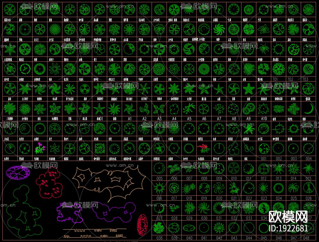 植物花草cad图库下载（渲染图1）