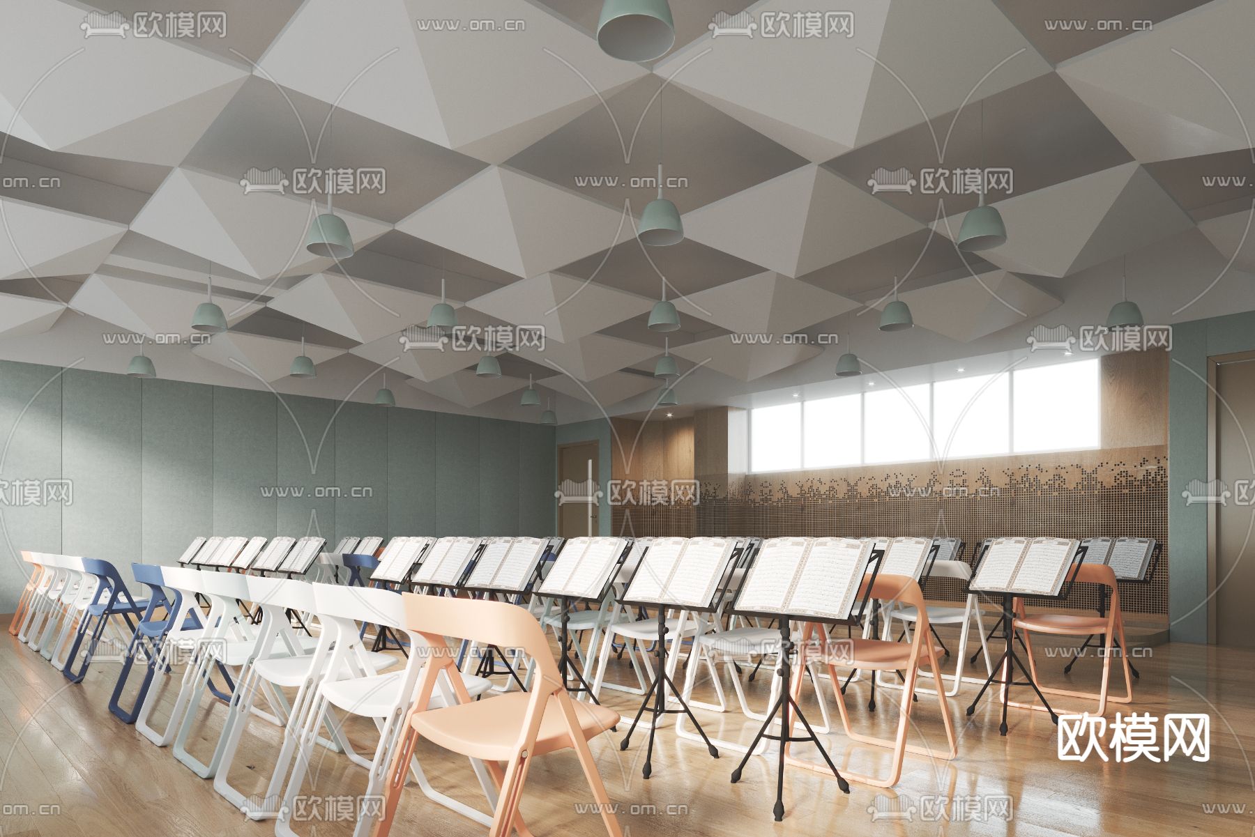 现代小学音乐教室3d模型下载