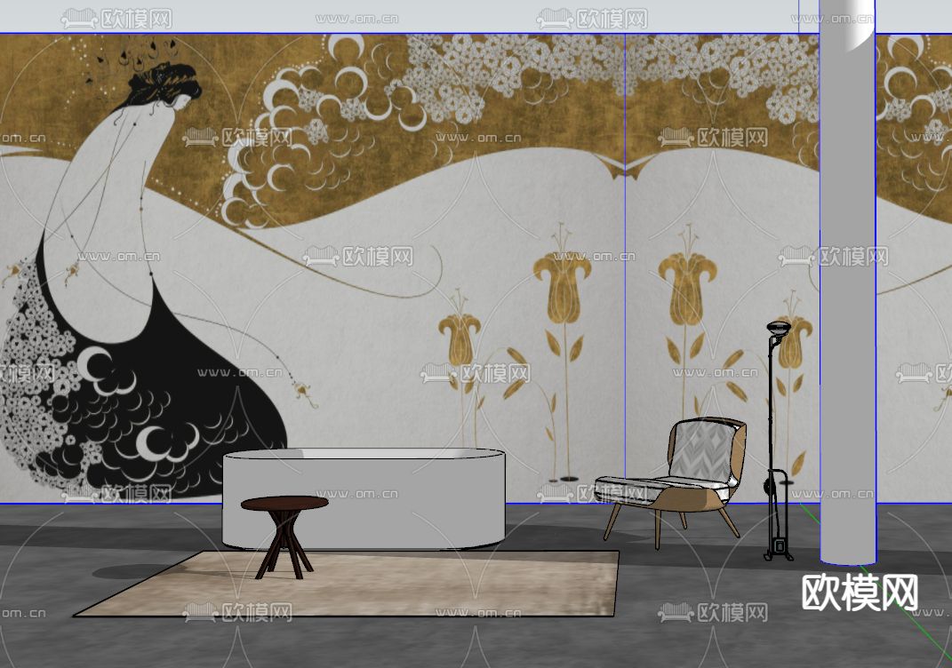 现代浴缸su模型下载（渲染图2）