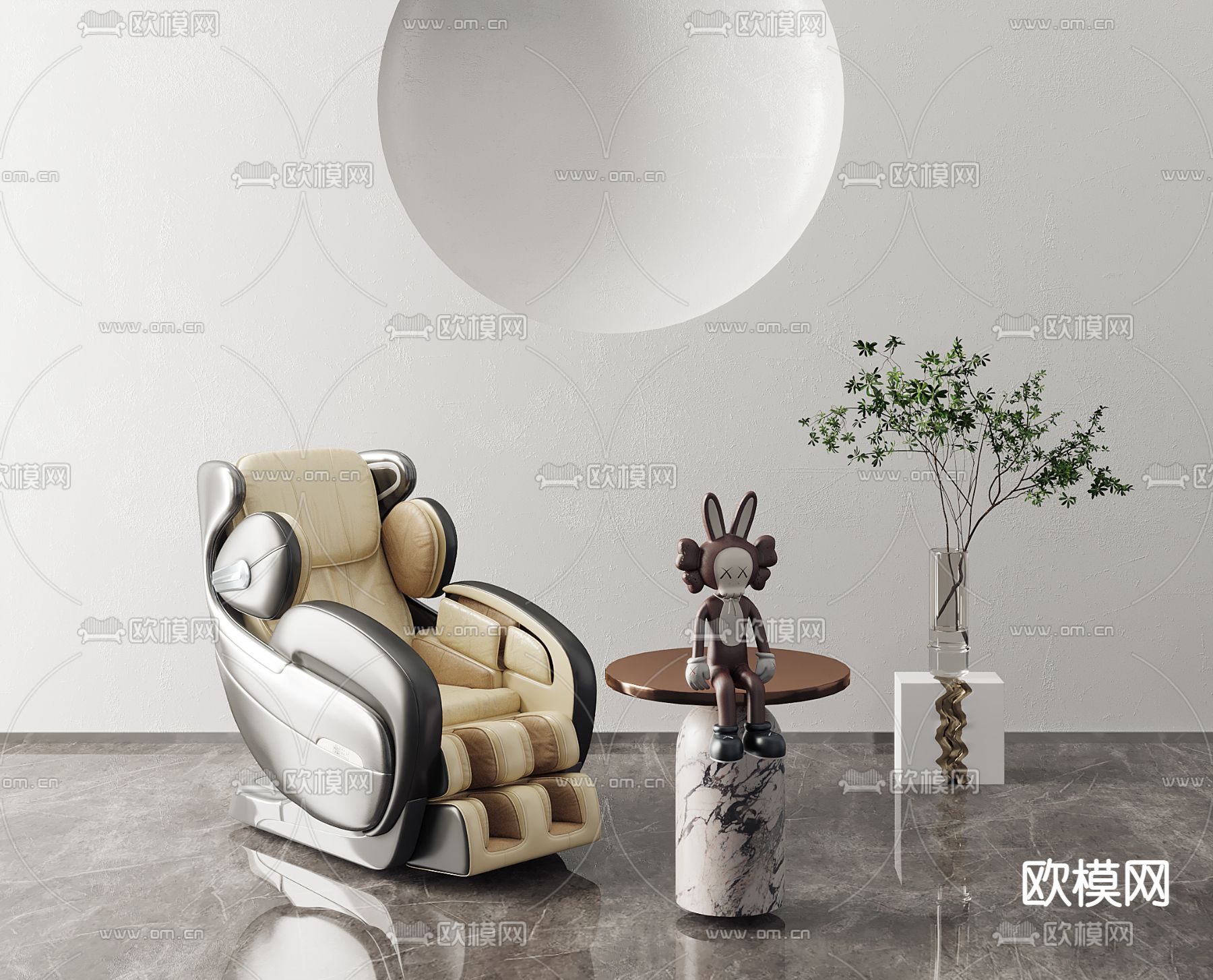 现代皮革按摩椅3d模型下载