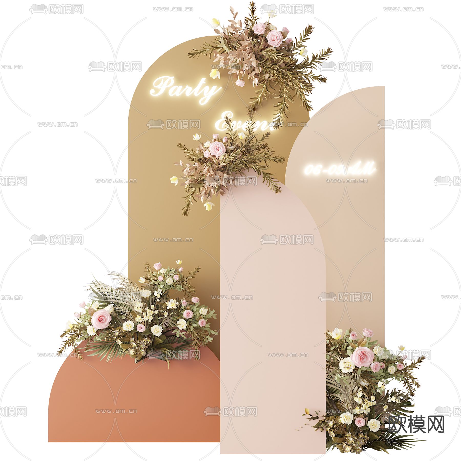 现代婚庆花艺美陈3d模型
