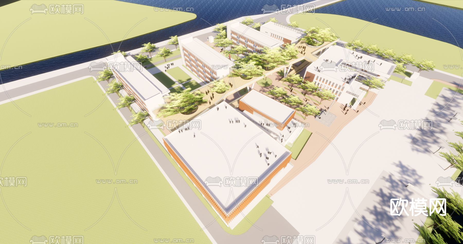 现代新区安仕达小学su模型下载（渲染图6）