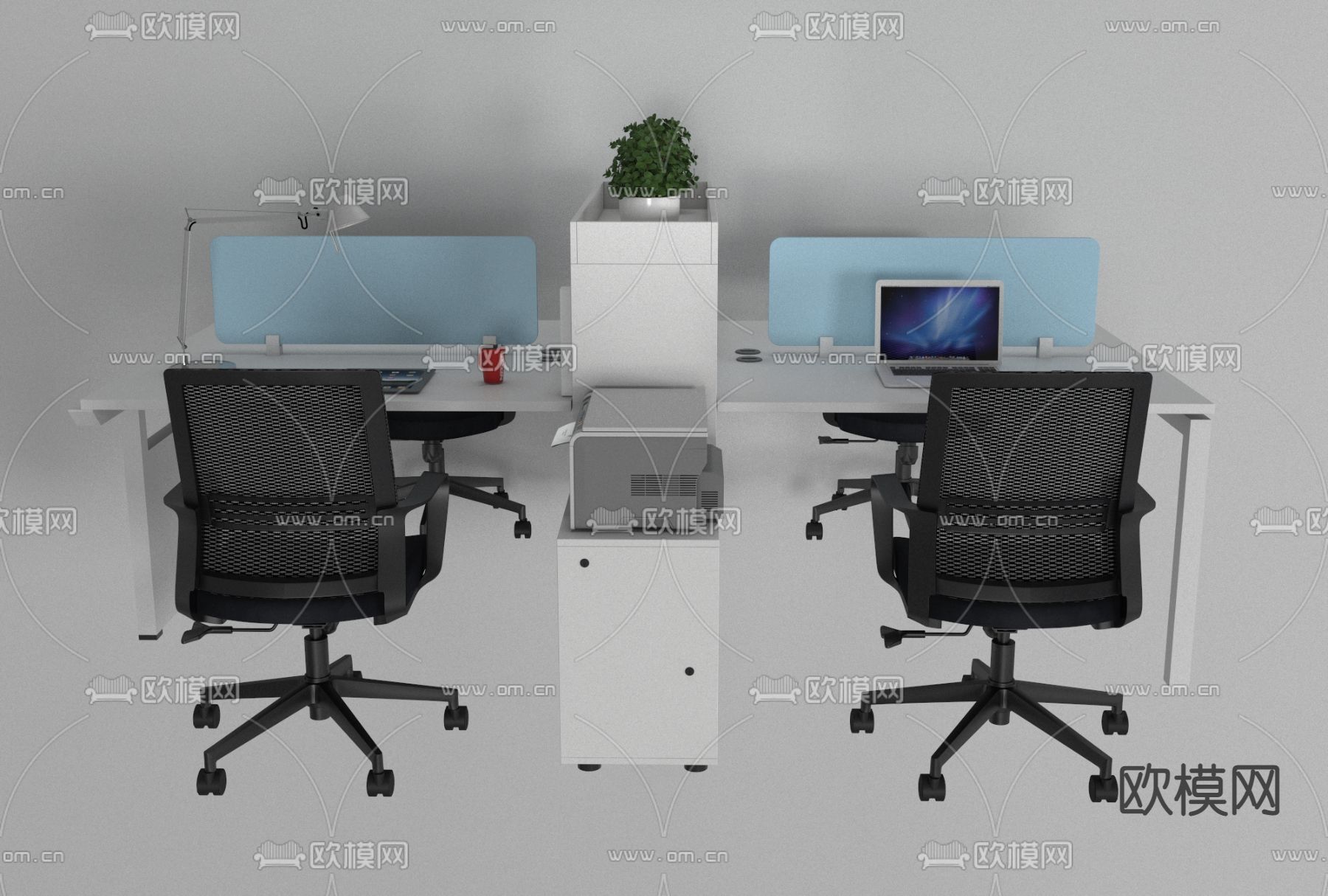 现代办公屏风卡位免费3d模型下载