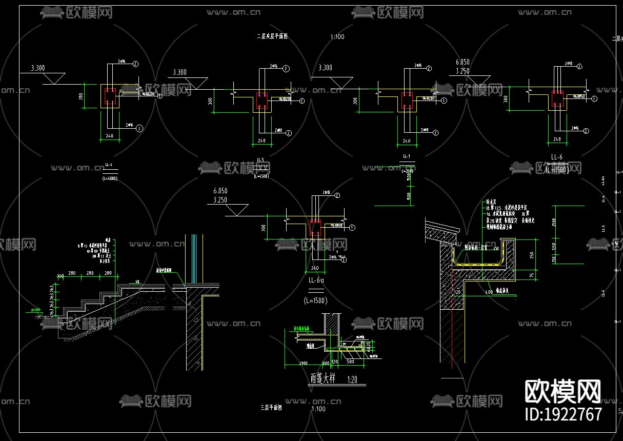 别墅cad平立面布置图下载（渲染图5）