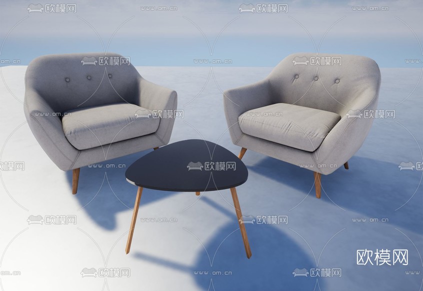 北欧单人沙发免费3d模型下载