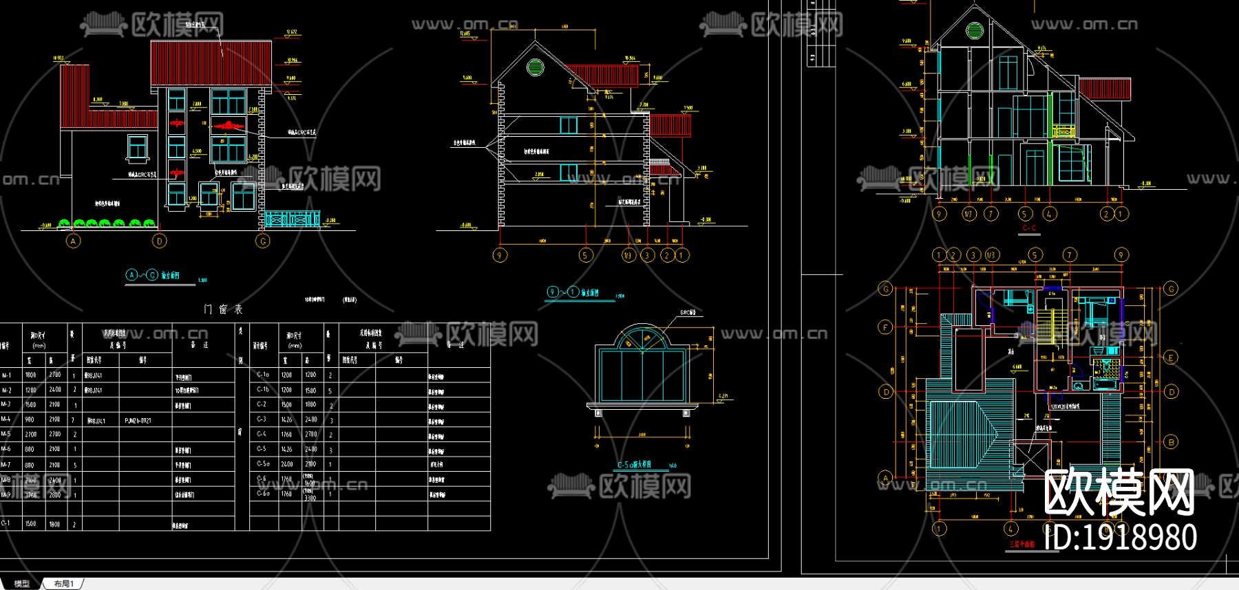 别墅建筑cad图-免费3dmax模型库-欧模网