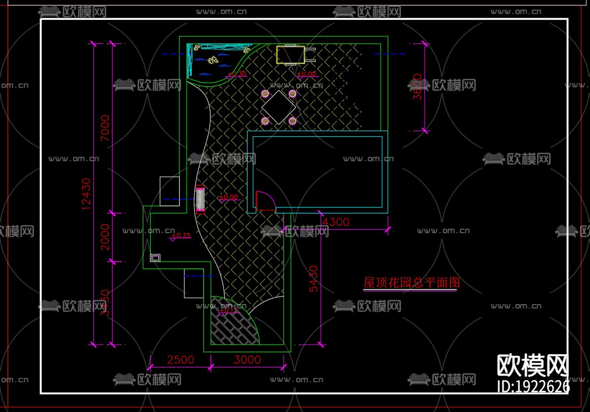 屋顶花园cad施工图下载（渲染图5）