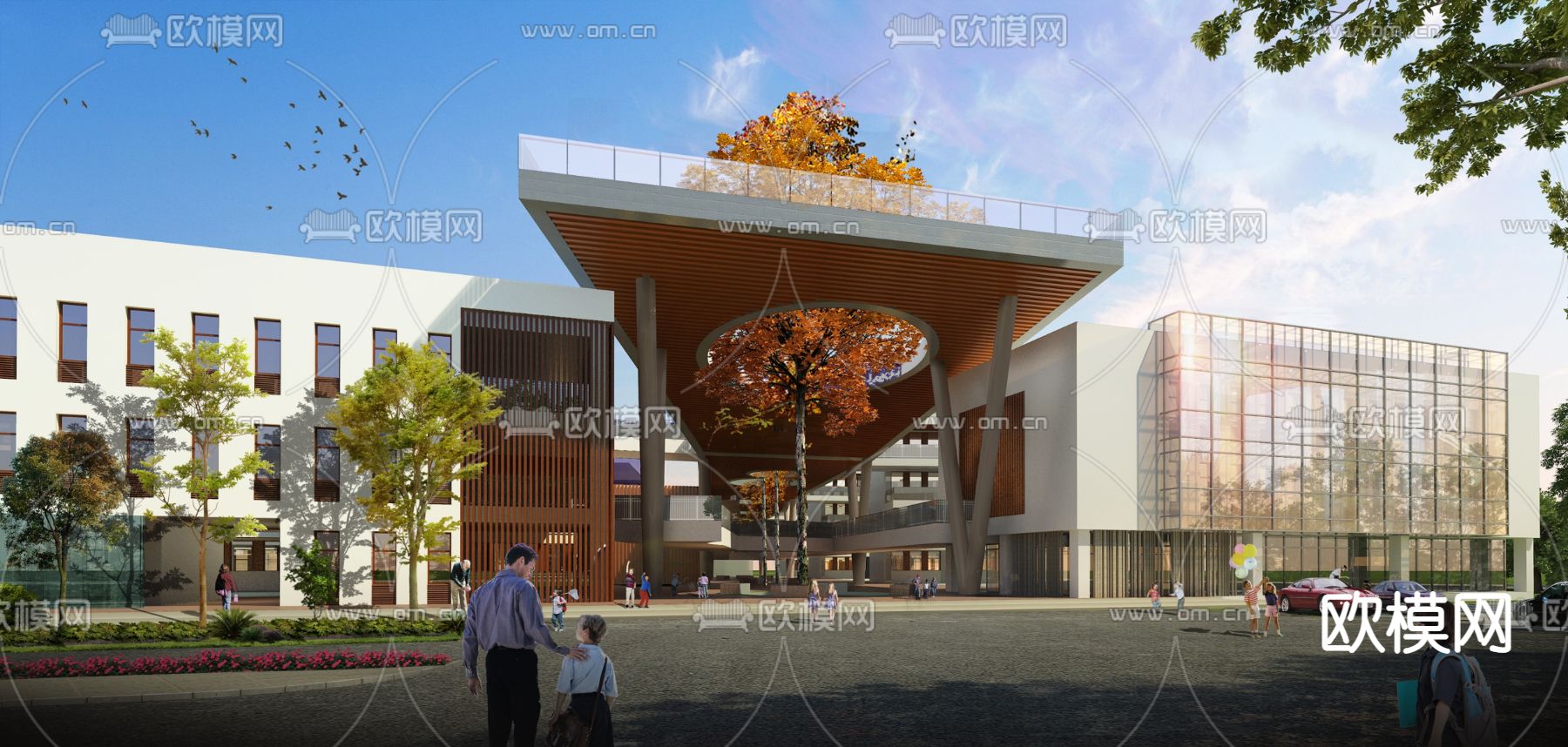 现代新区安仕达小学su模型下载（渲染图3）