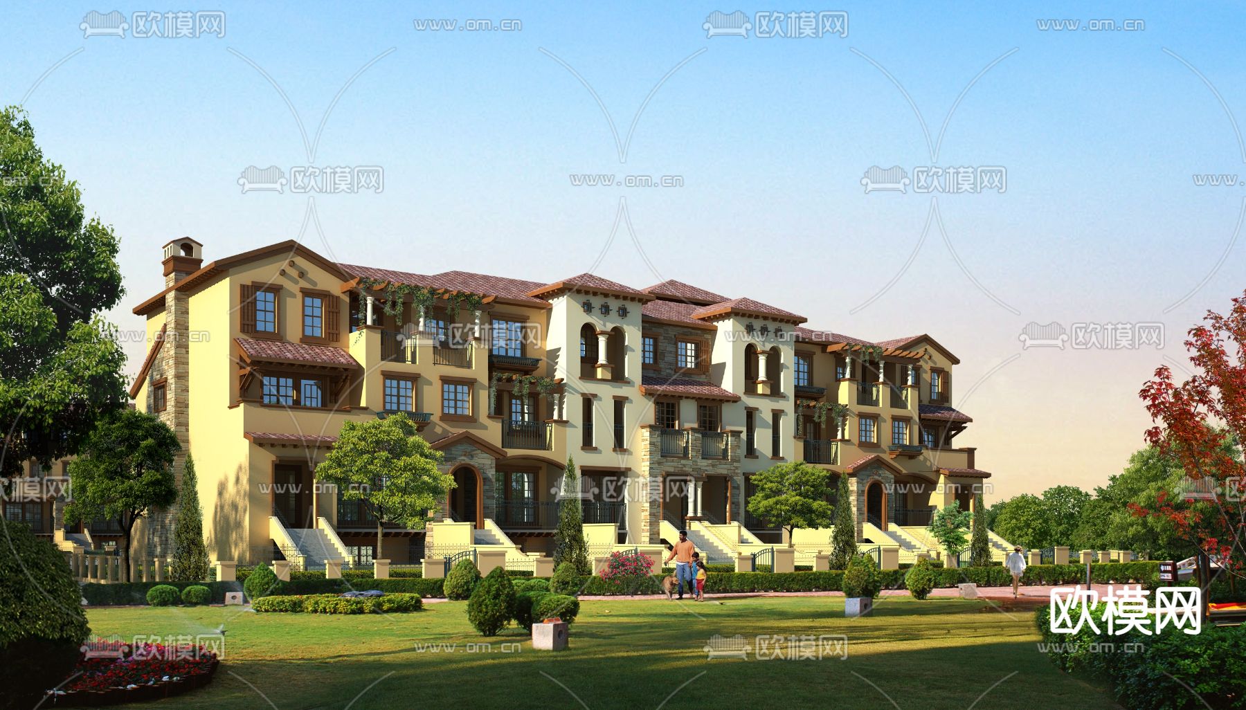 欧式别墅外观su模型下载（渲染图1）