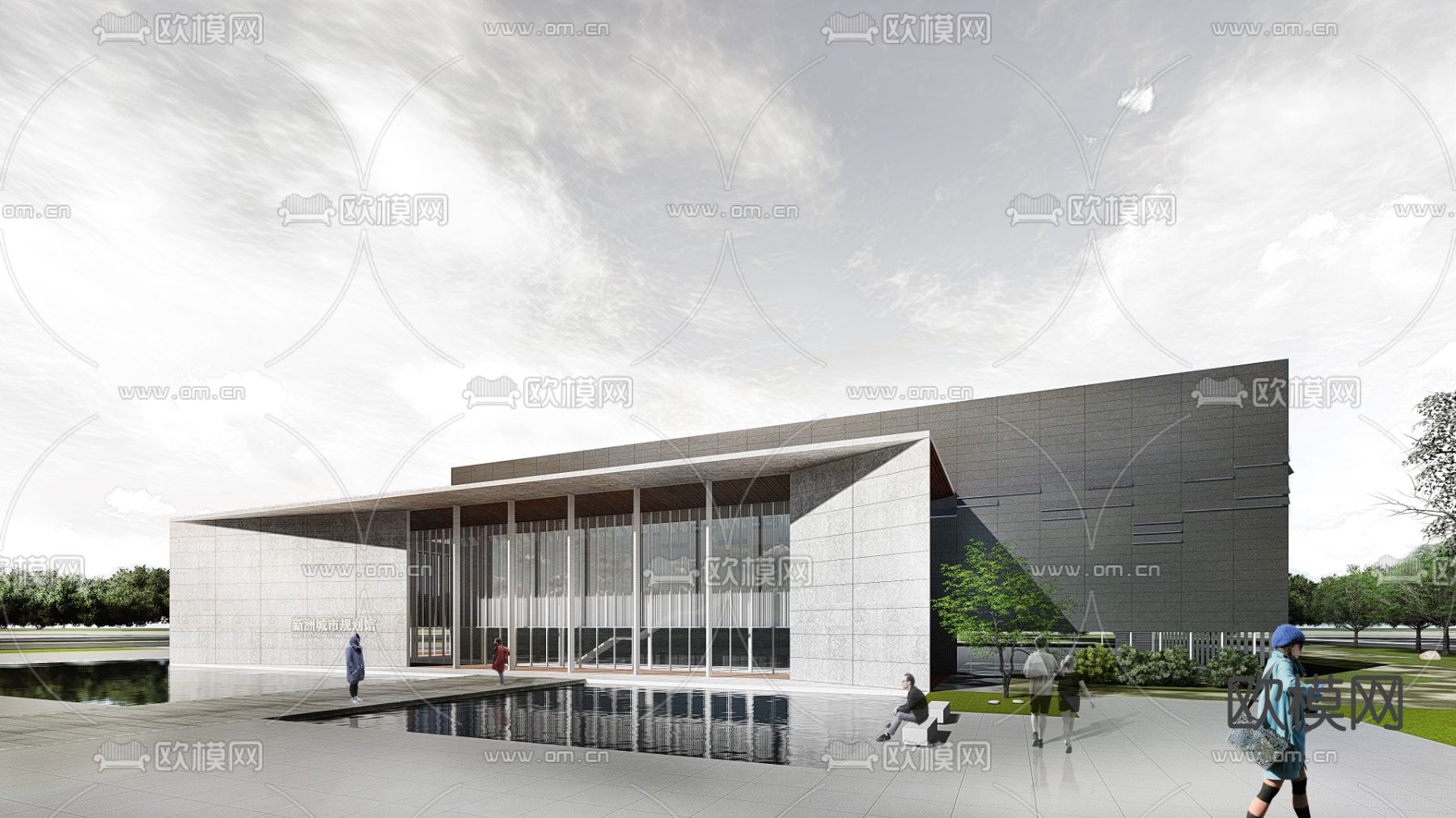 现代城市规划展览馆su模型下载（渲染图4）