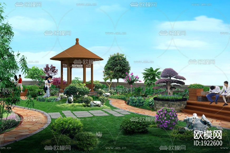 屋頂花園cad施工圖下載(渲染圖3)
