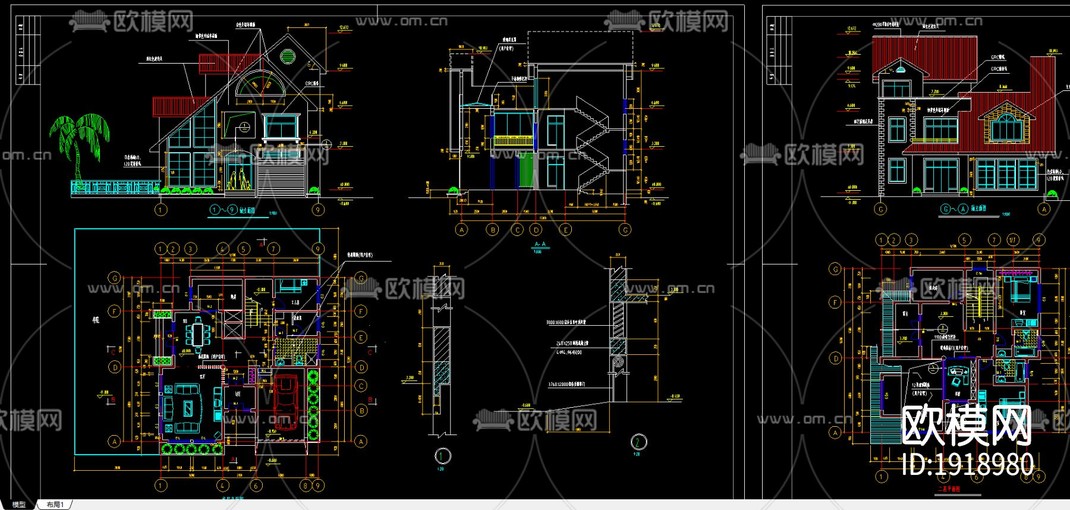 别墅建筑cad图-免费3dmax模型库-欧模网