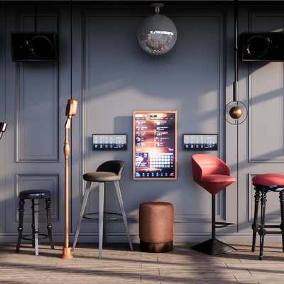  现代KTV点歌台麦克风闪光灯su模型 