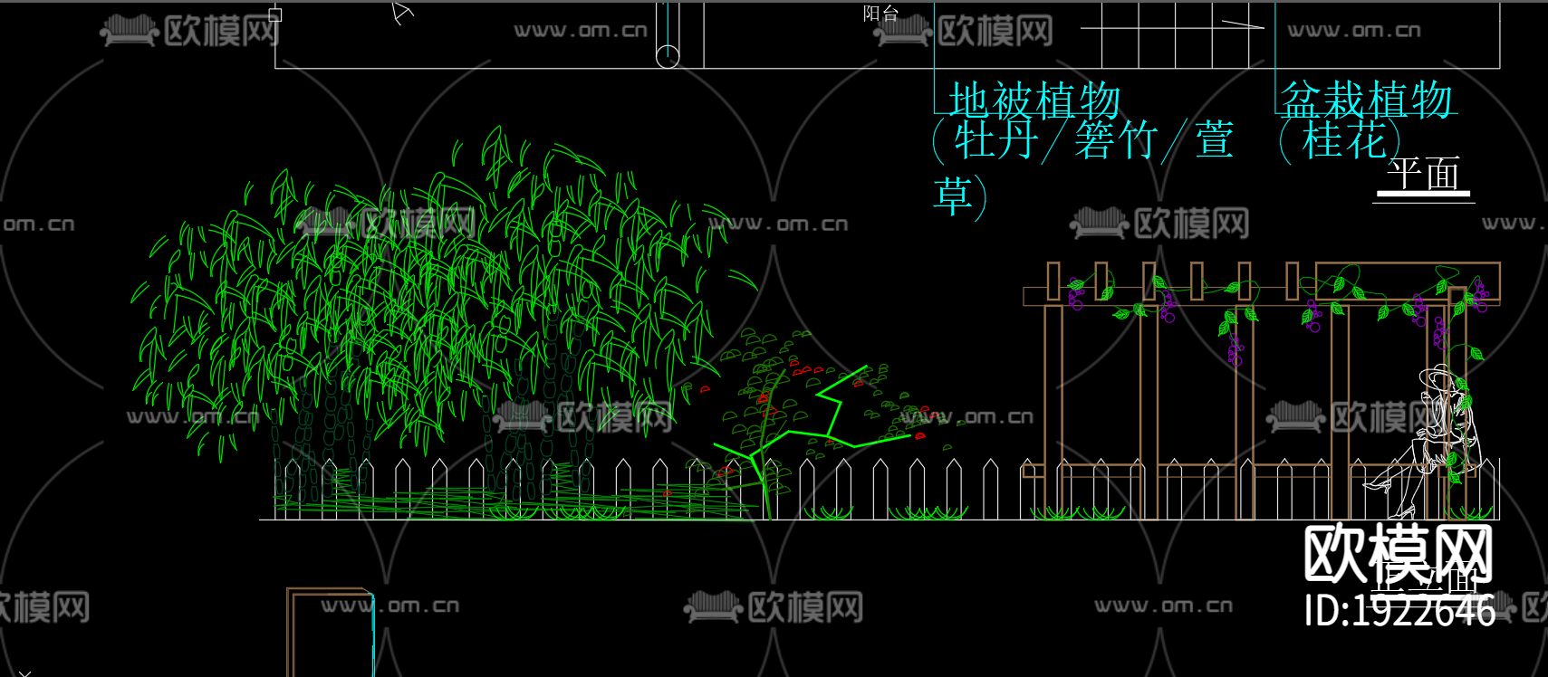 屋顶花园cad施工图下载（渲染图3）