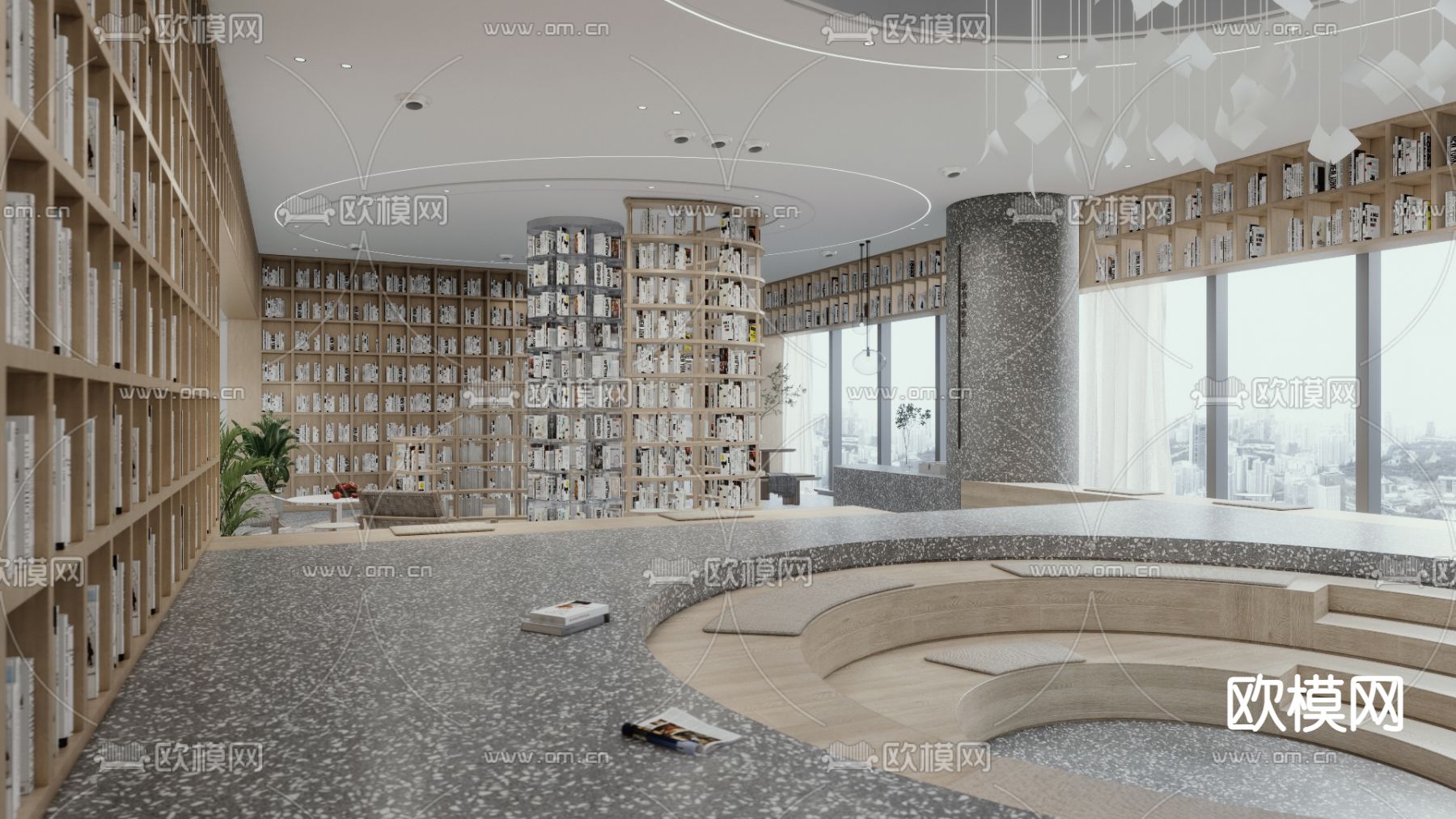现代书屋su模型下载（渲染图1）