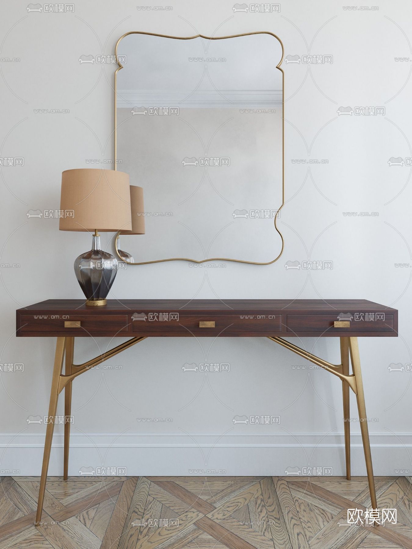 美式梳妆台免费3d模型下载