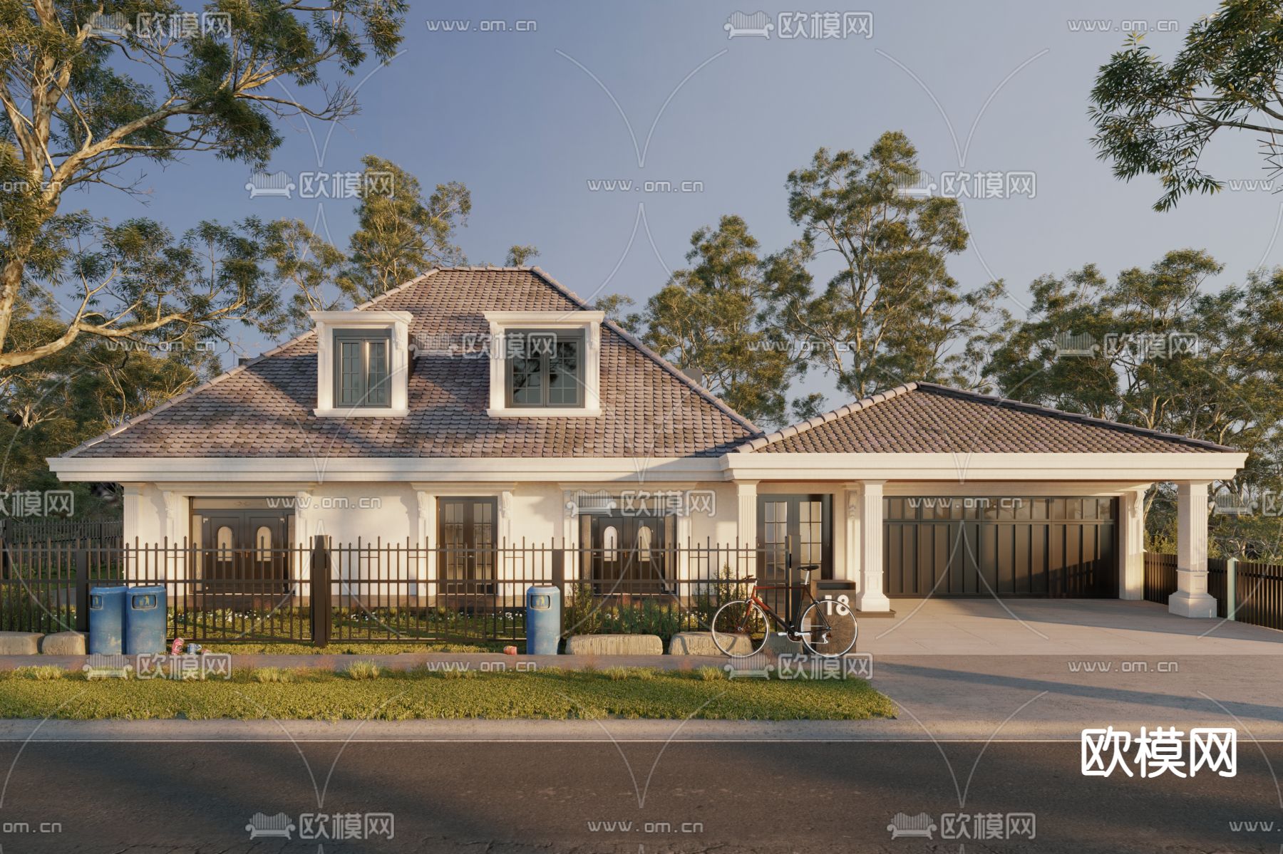 北欧独栋别墅外观3d模型下载