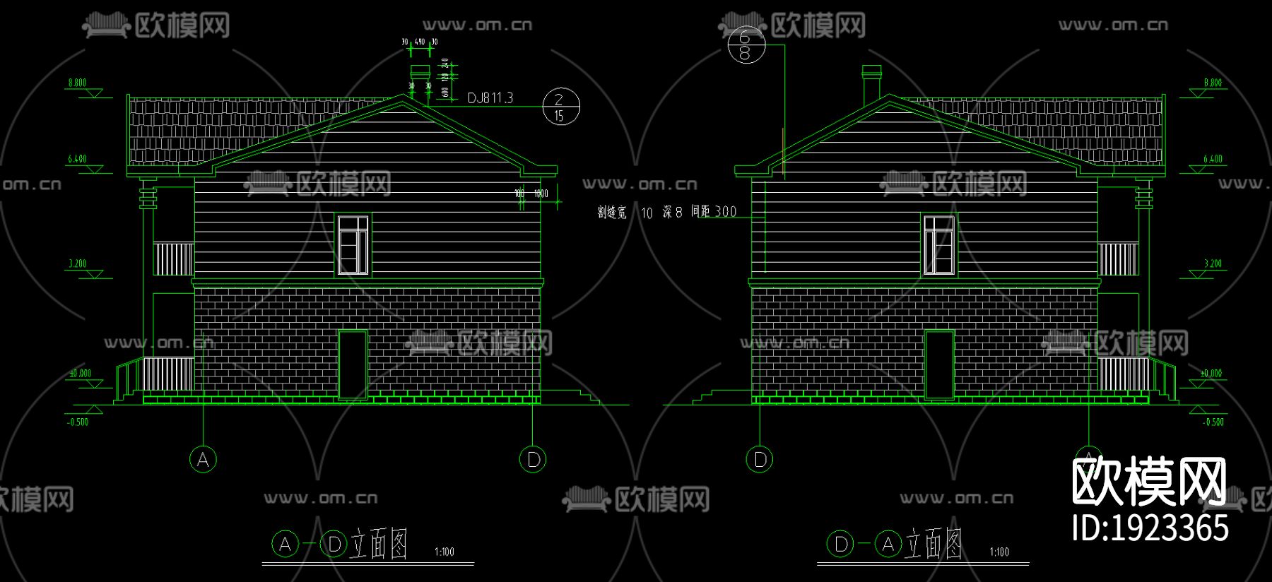 别墅cad施工图下载（渲染图3）