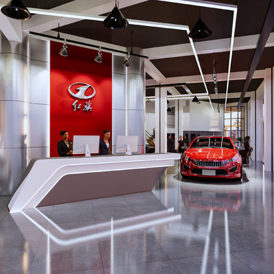  现代红旗汽车专卖店su模型 