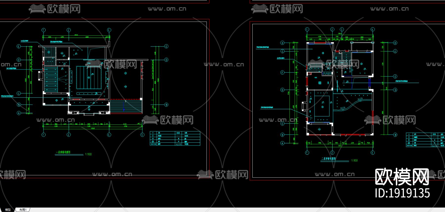 别墅建筑cad图下载（渲染图2）