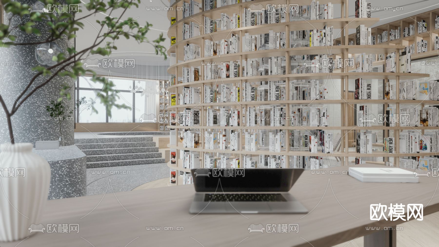 现代书屋su模型下载（渲染图2）
