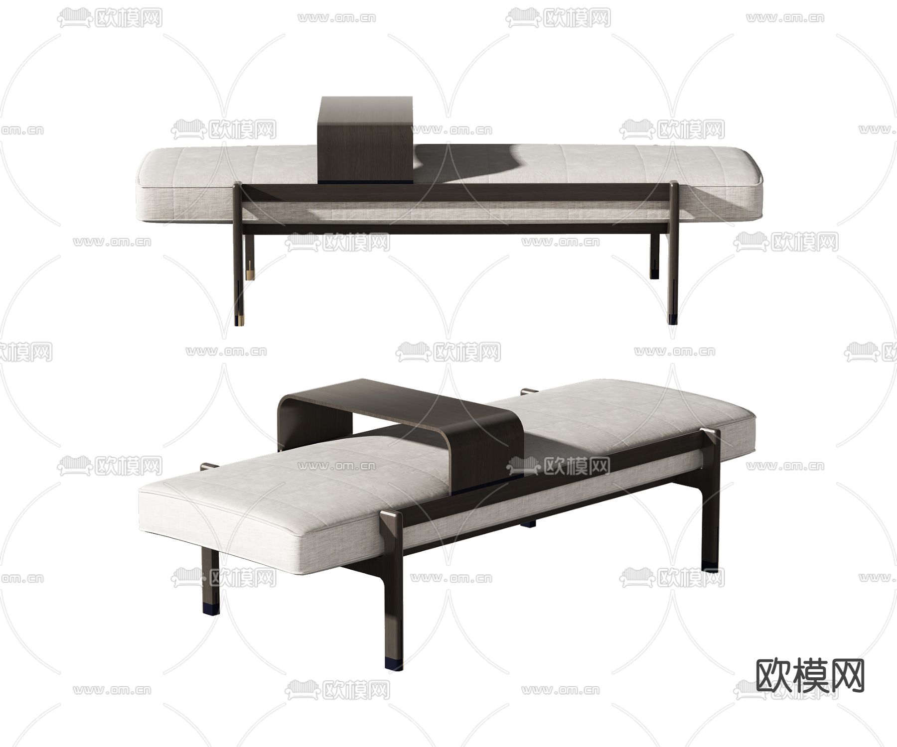 现代布艺床尾凳3d模型下载