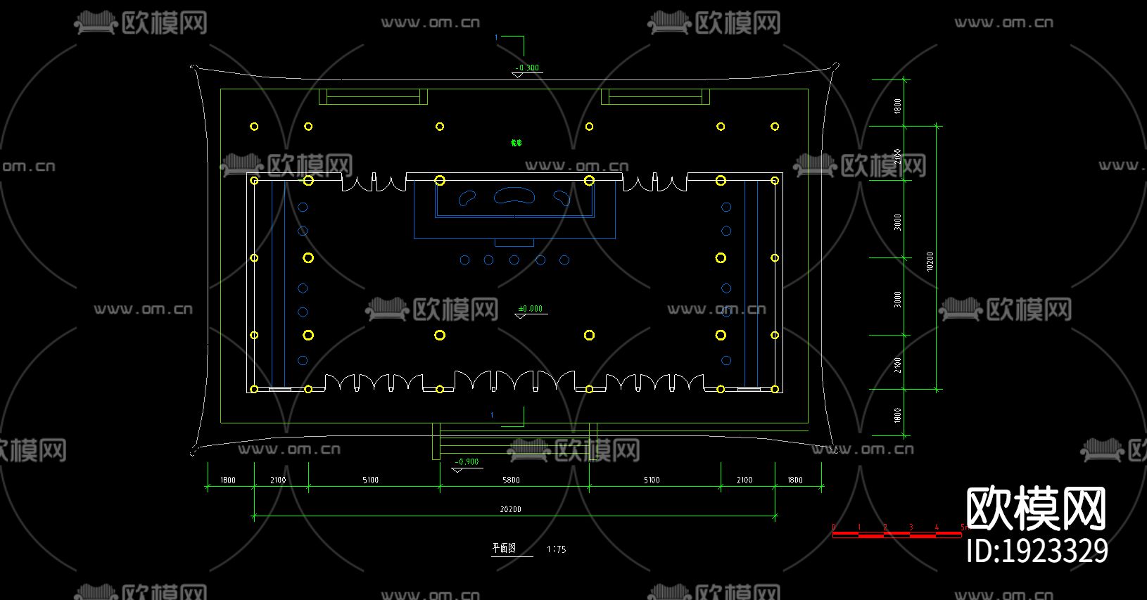 殿阁cad建筑图下载（渲染图2）