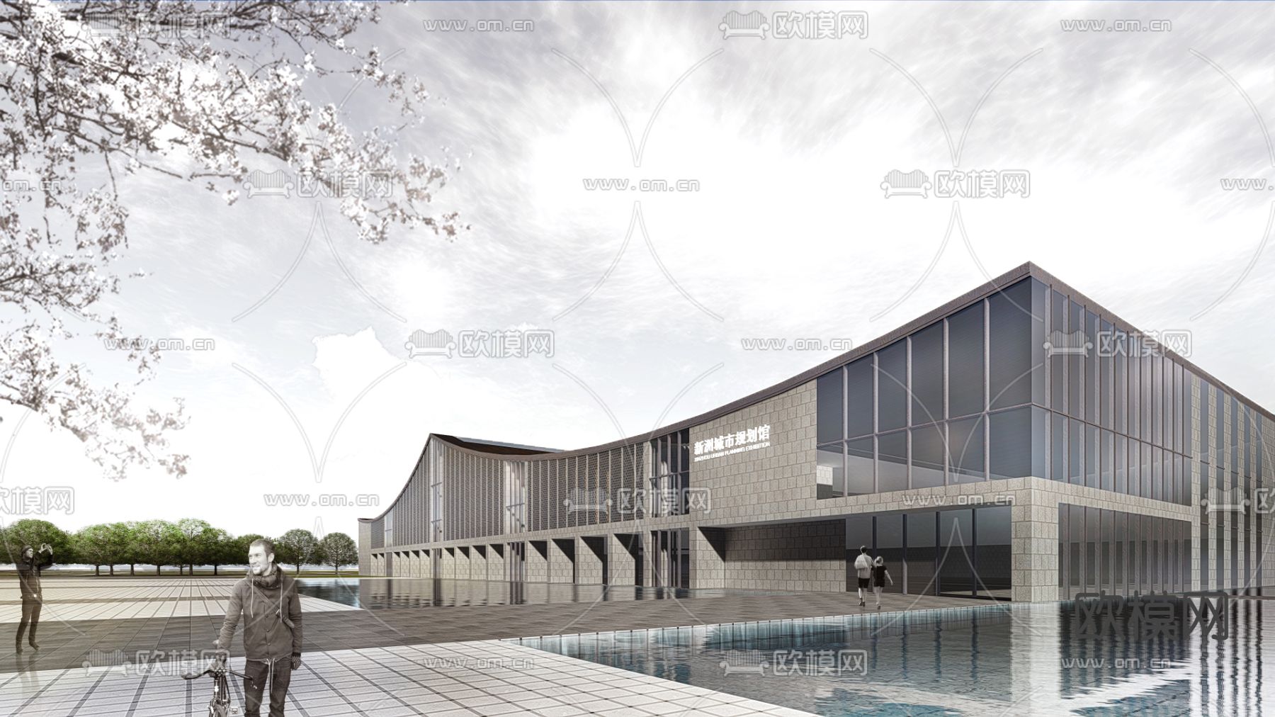 现代城市规划展览馆su模型下载（渲染图2）