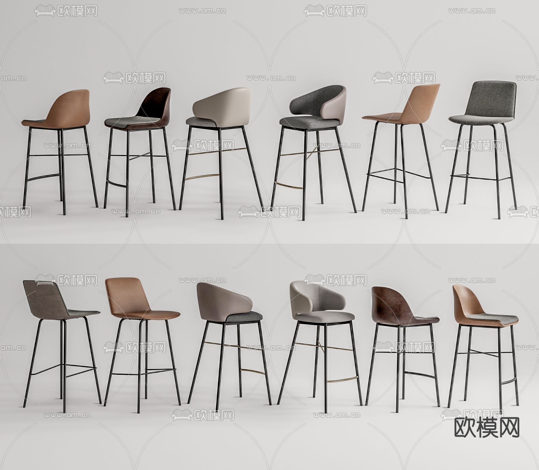 现代高脚凳su模型下载（渲染图1）