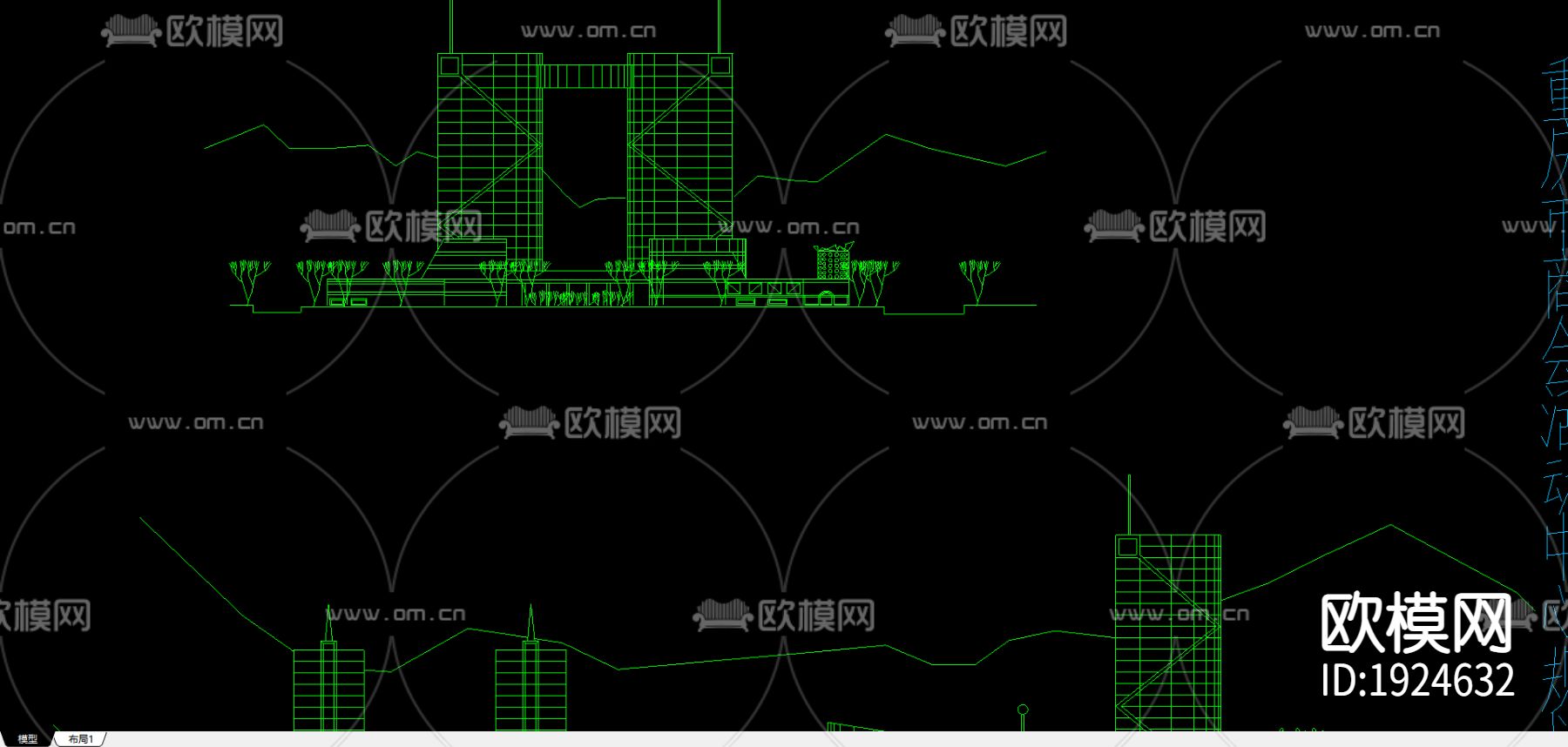 商会活动中心cad规划图下载（渲染图3）