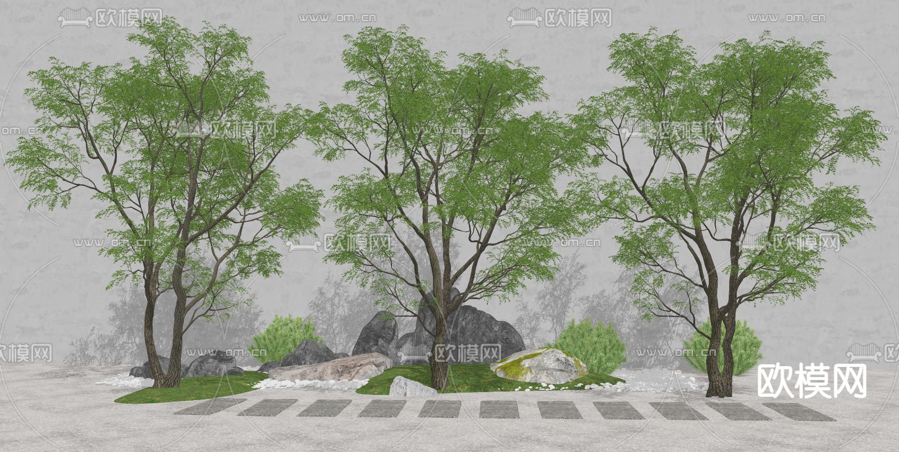 现代景观树su模型下载（渲染图2）