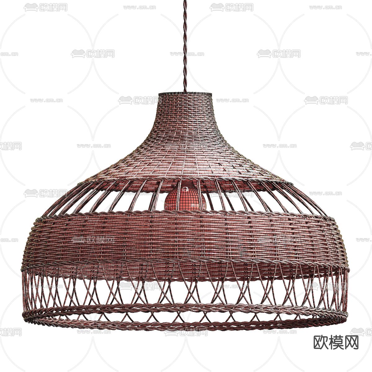 自然风藤编吊灯3d模型下载（渲染图4）