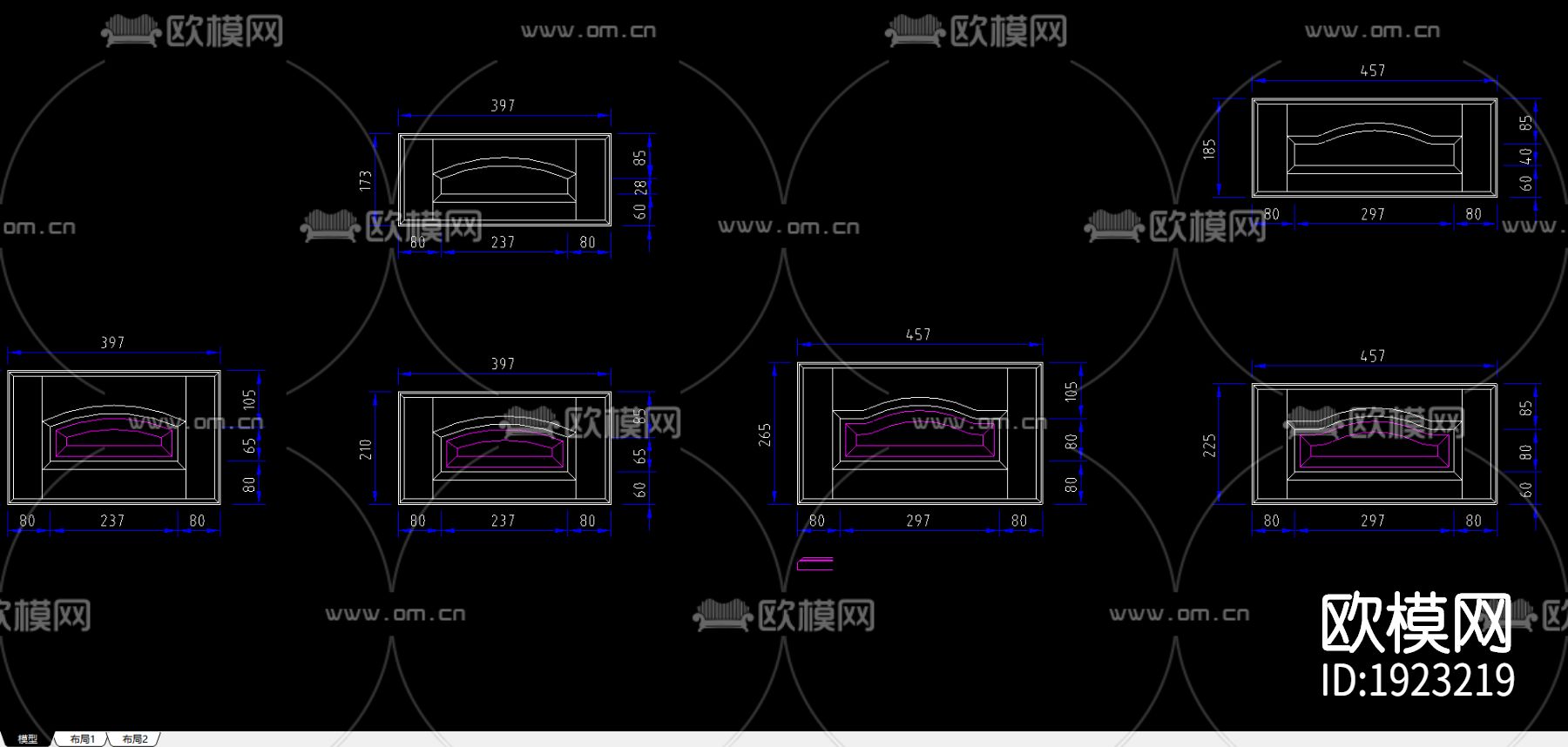 柜体抽面cad图库下载