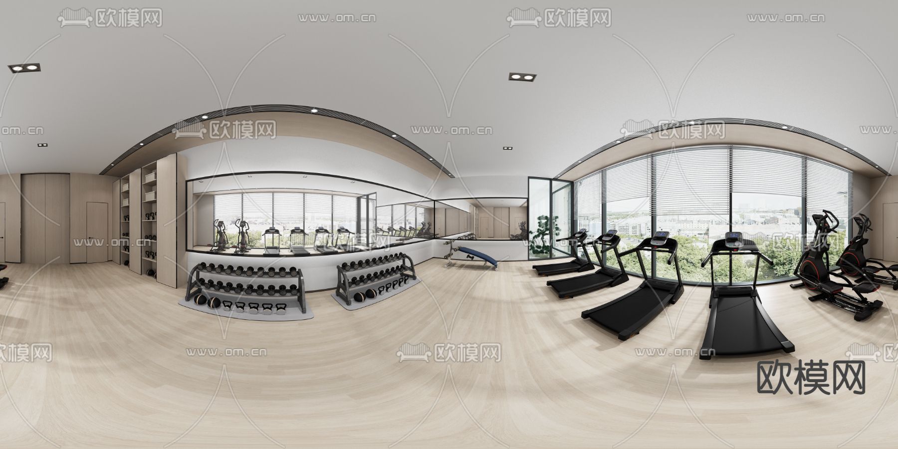 现代健身房vr全景3d模型