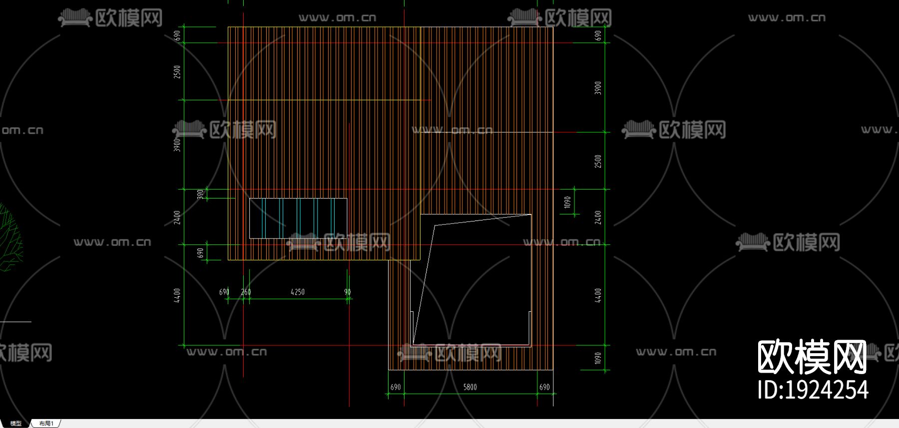 别墅cad施工图下载（渲染图1）