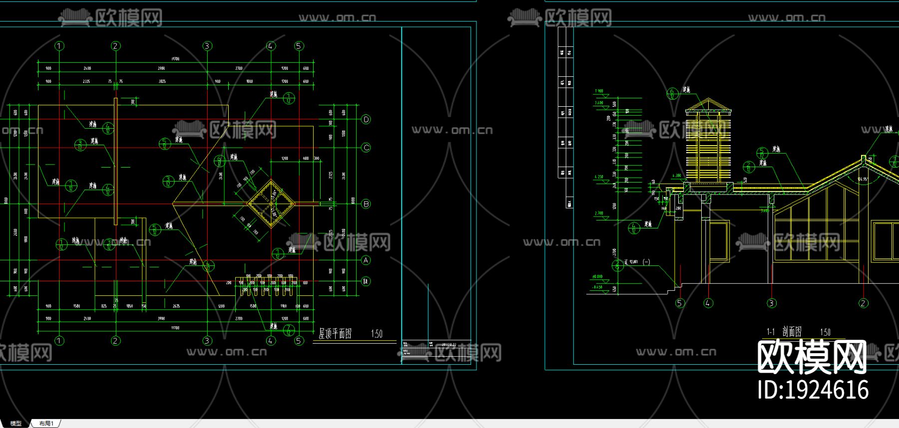 别墅cad平面布置图下载（渲染图3）