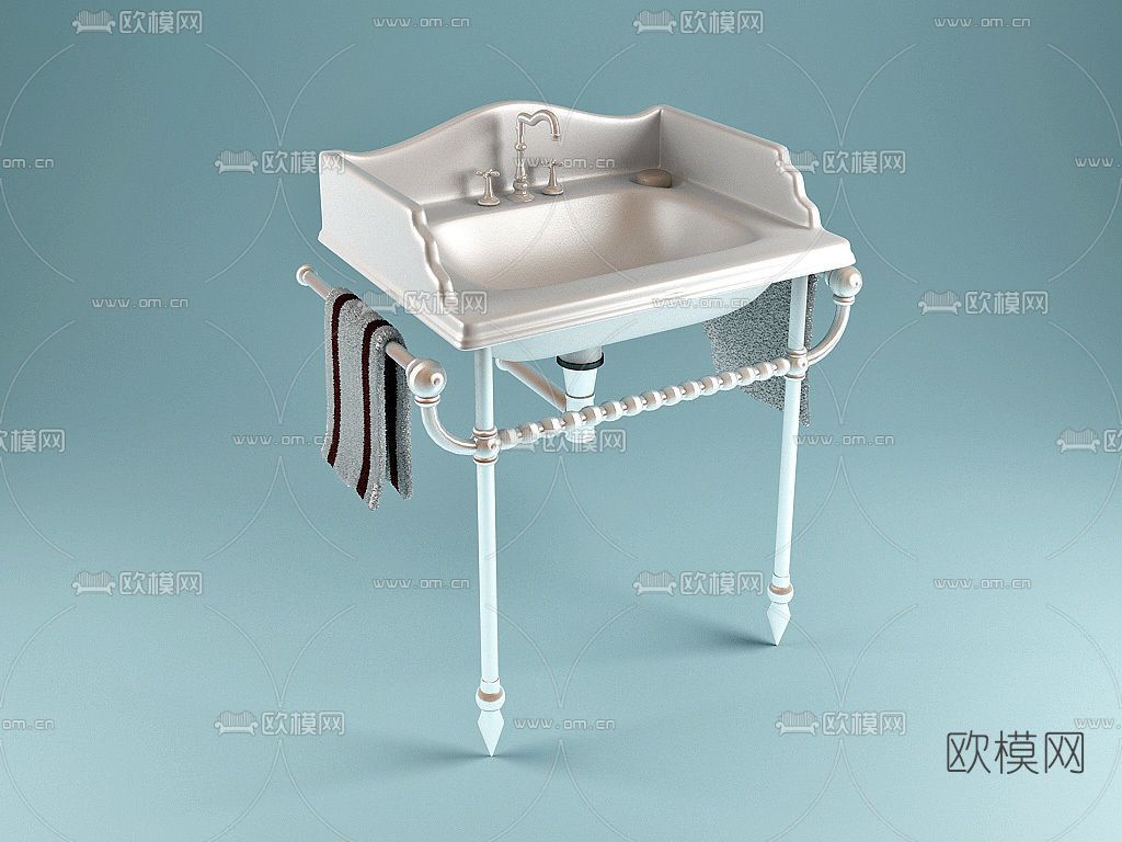简欧洗手台免费3d模型下载