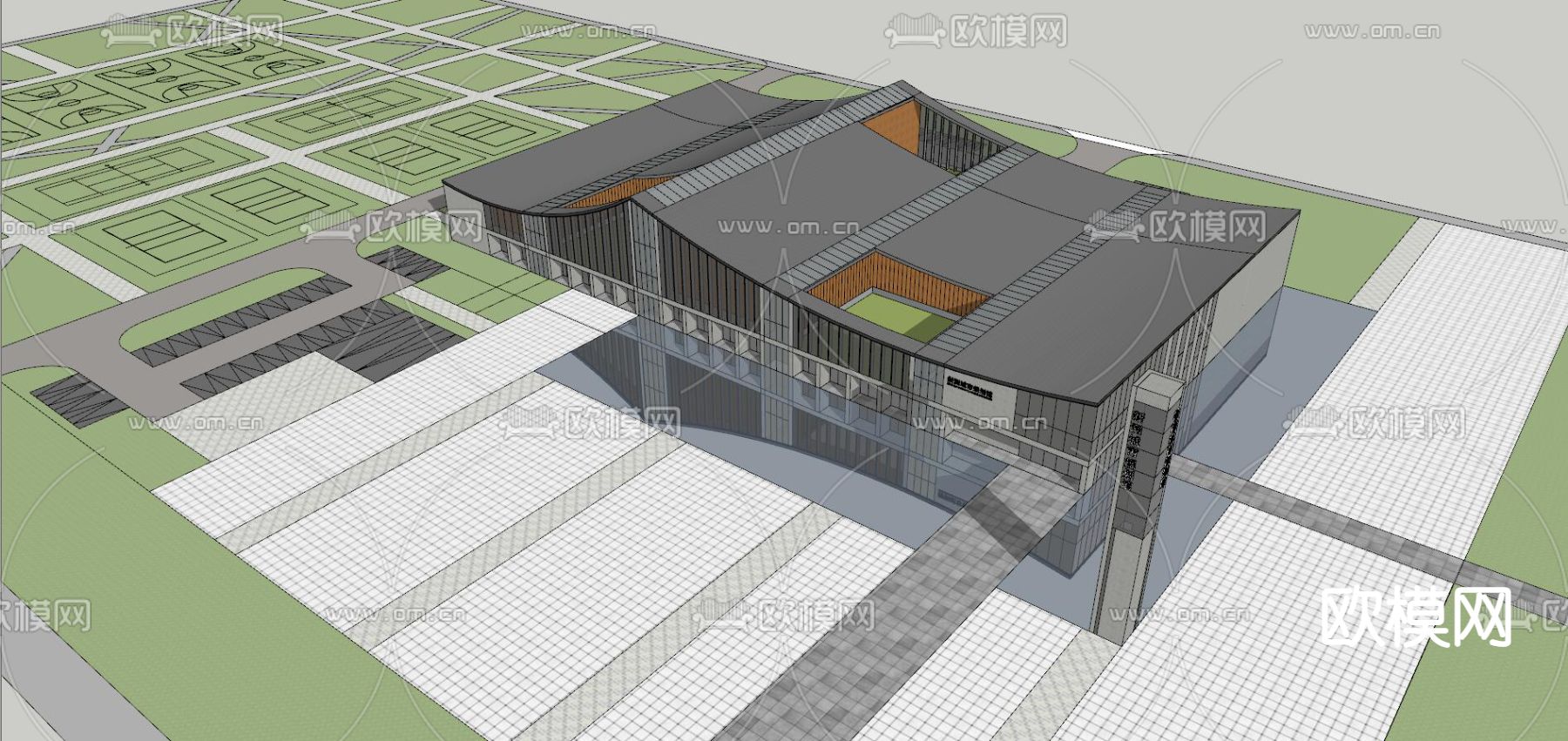 现代城市规划展览馆su模型下载（渲染图4）