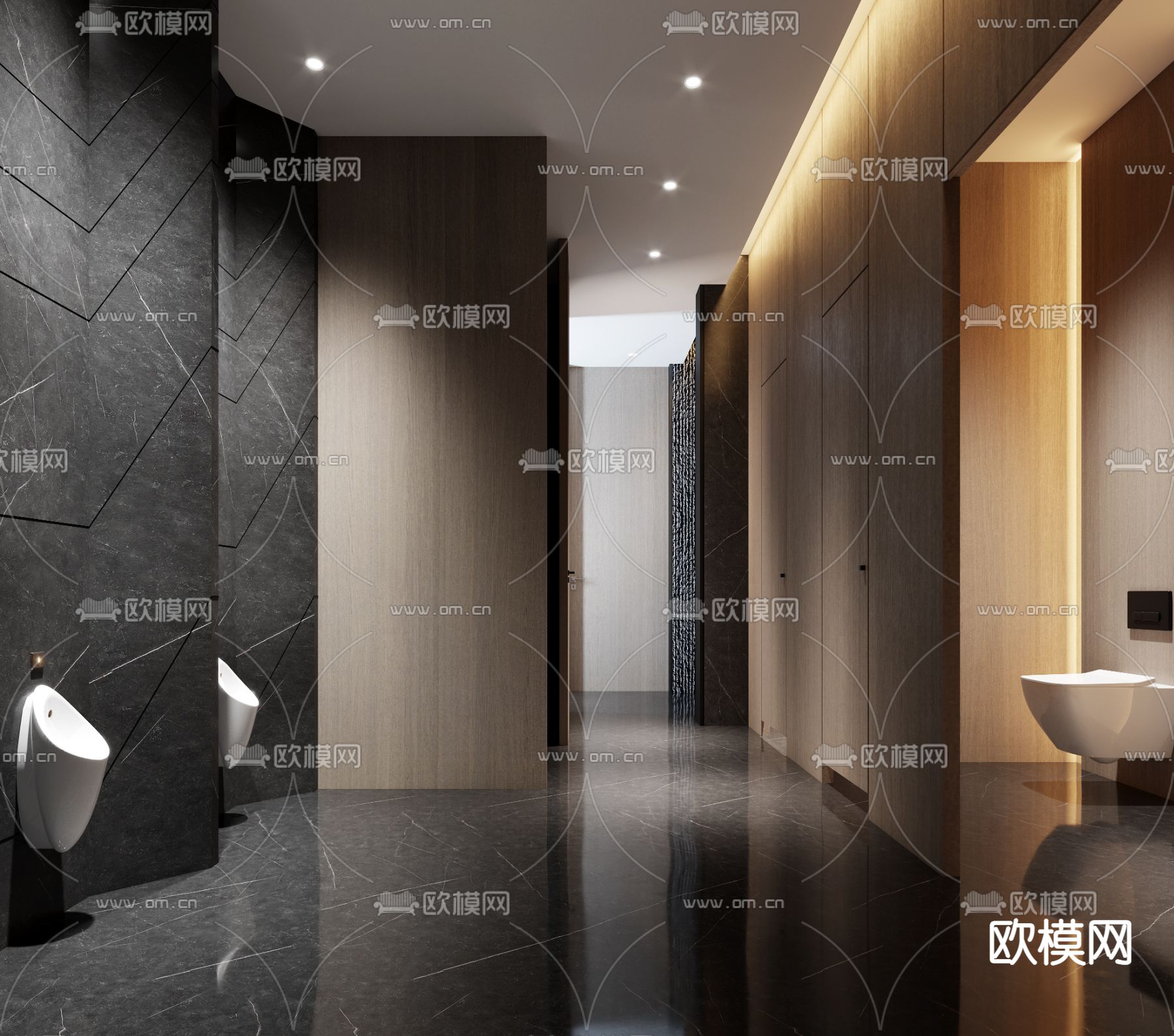 现代酒店公共卫生间3d模型