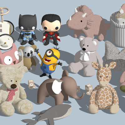  现代毛绒玩具su模型 