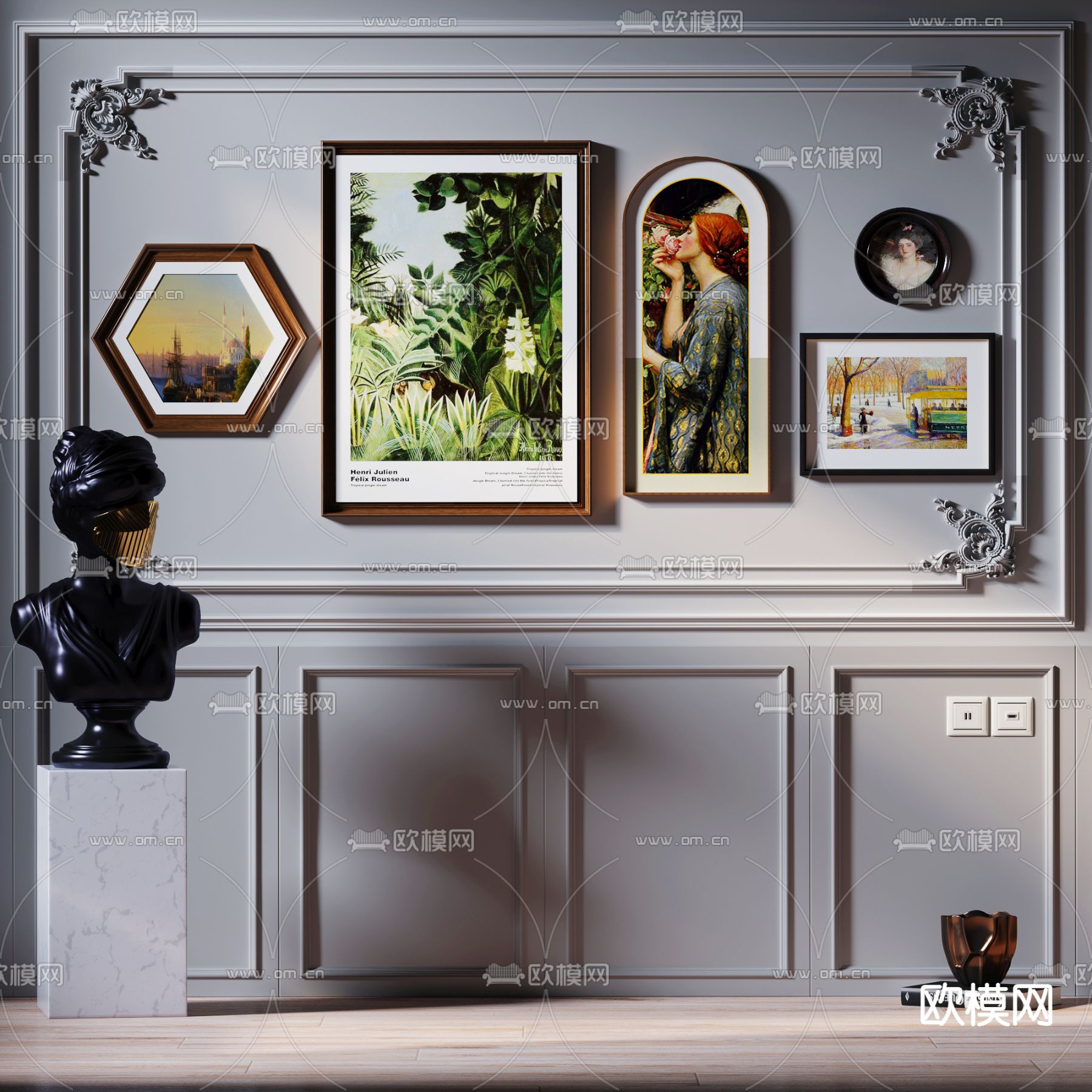 美式人物装饰画3d模型下载