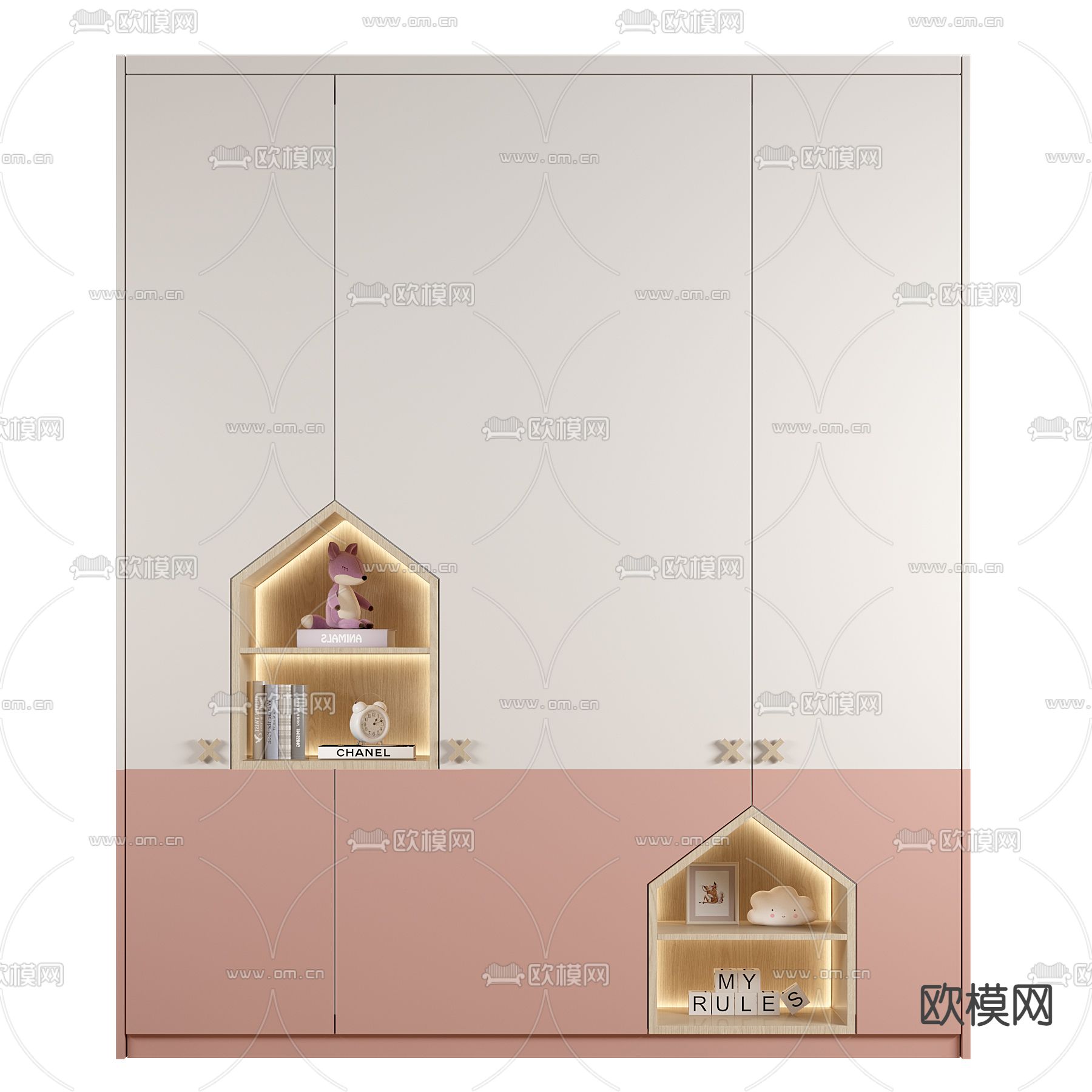 现代儿童书柜3d模型下载