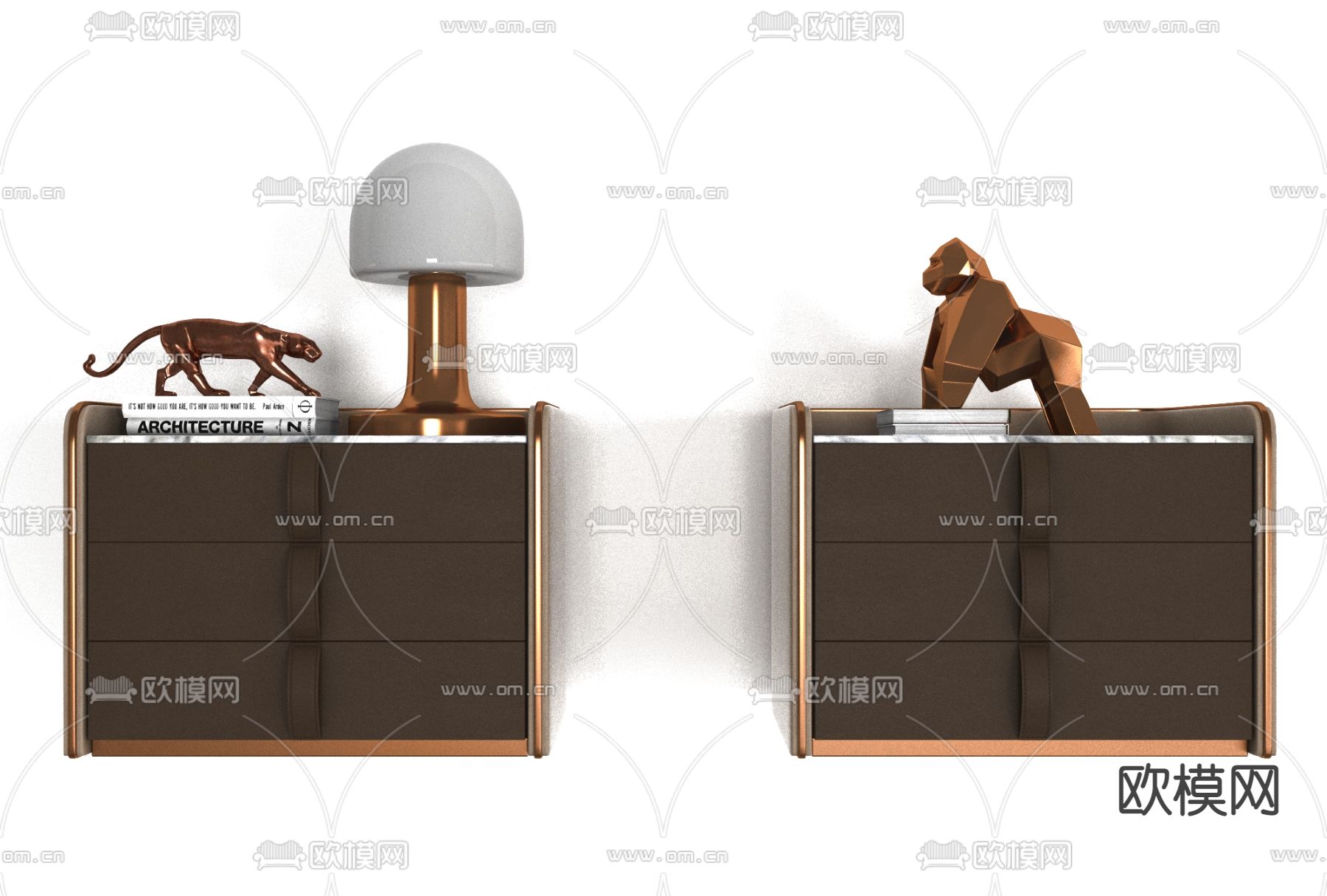 现代轻奢床头柜免费3d模型下载