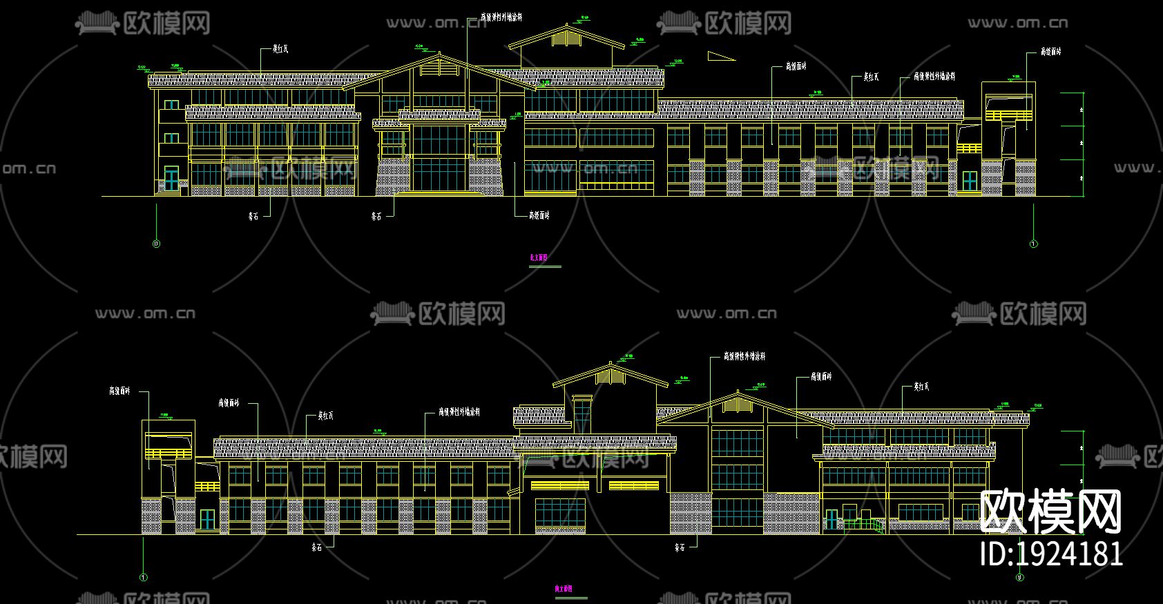 别墅cad施工图下载（渲染图4）
