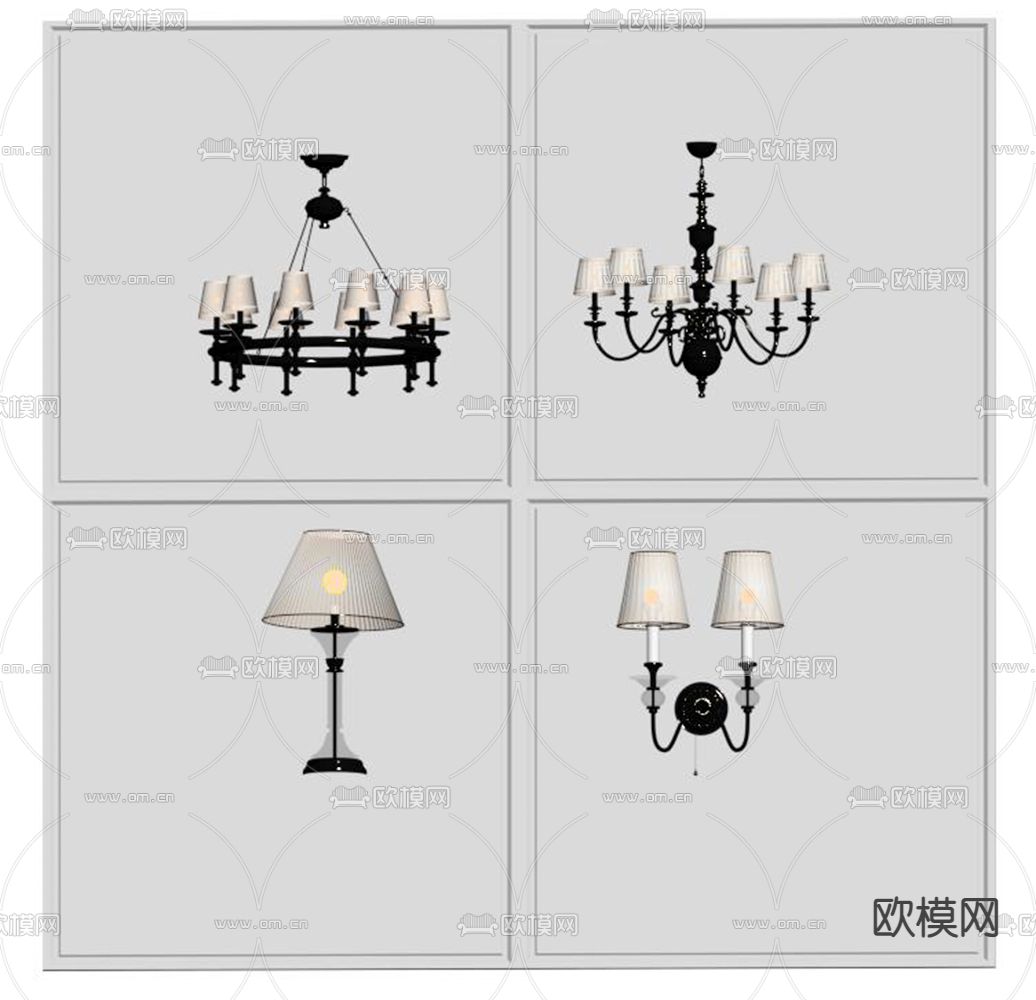 简欧金属吊灯su模型下载（渲染图2）