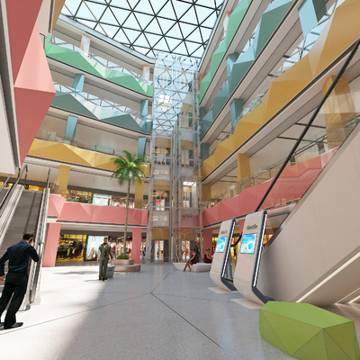  现代商场购物中心su模型 