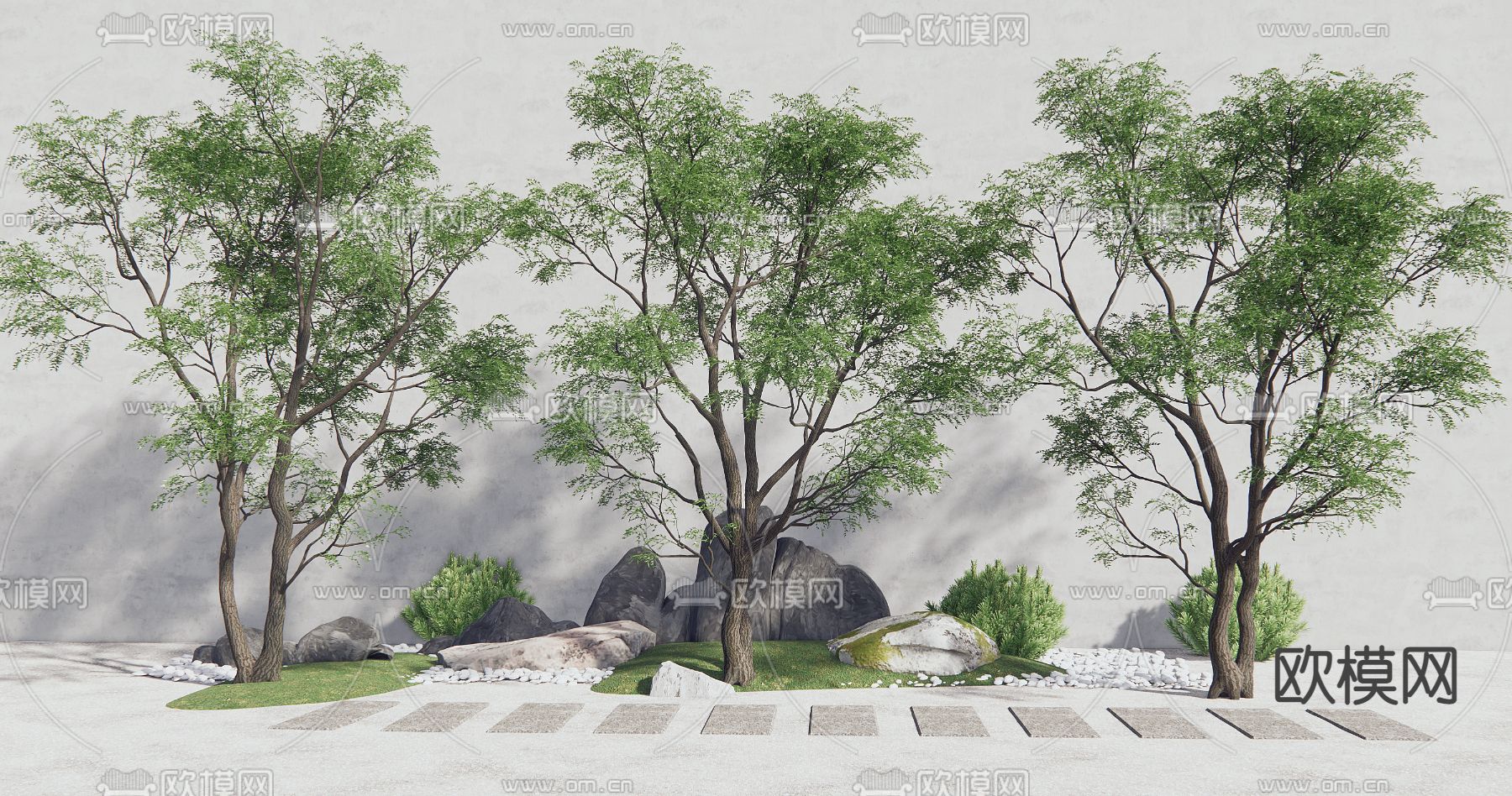现代景观树su模型下载（渲染图1）