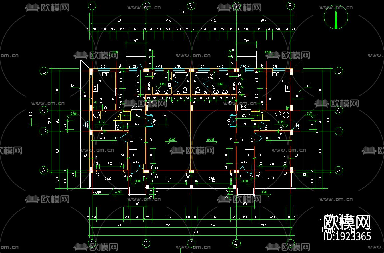 别墅cad施工图下载（渲染图1）