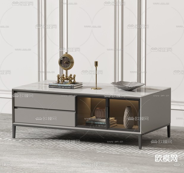 现代大理石茶几3d模型下载(渲染图3)