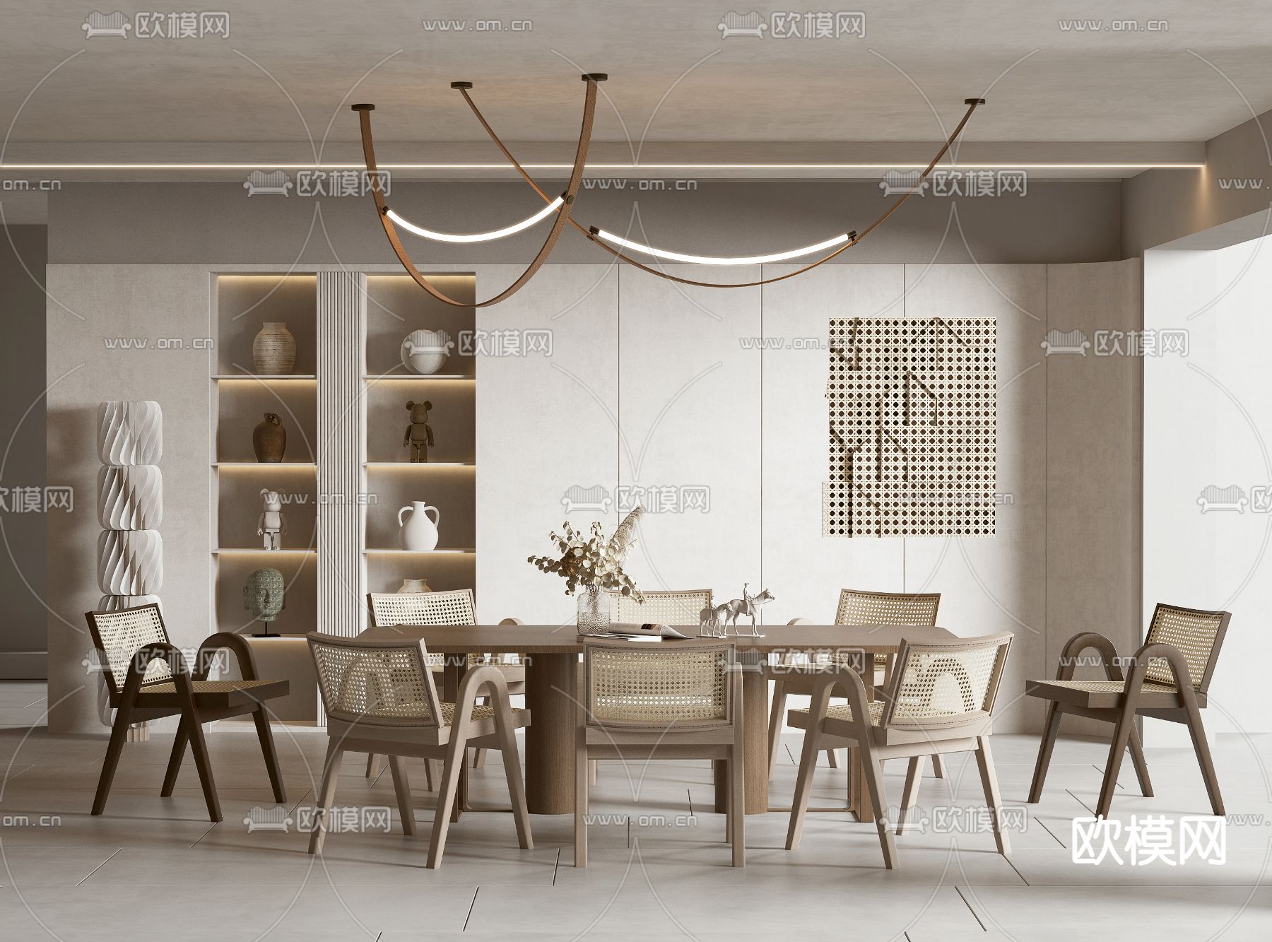 侘寂风餐厅3d模型下载（渲染图1）